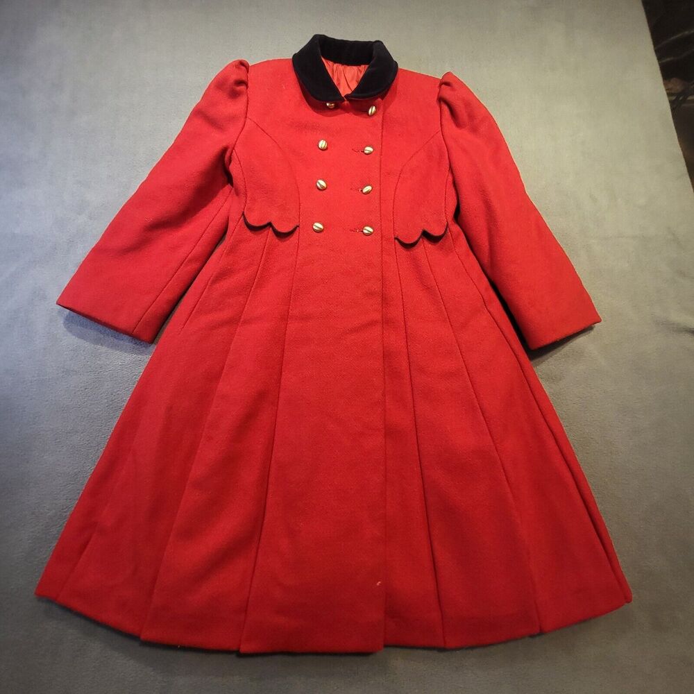 Rothschild Girls Size 6? Wool Blend Dress Coat Red Union Made In USA